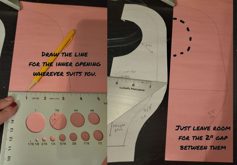 (image: Adding markings for the 2-inch gap on the new tracing.)