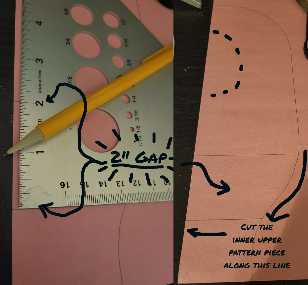 (image: Adding markings for the 2-inch gap on the new tracing.)