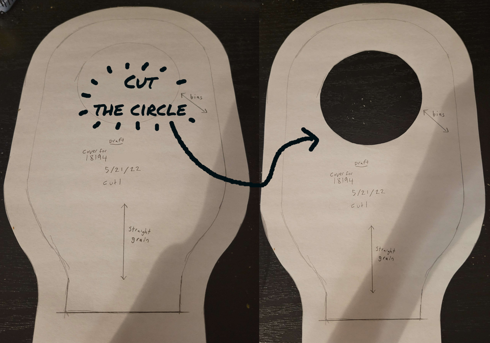 (image: Cut out your tracing, including the circular opening.)