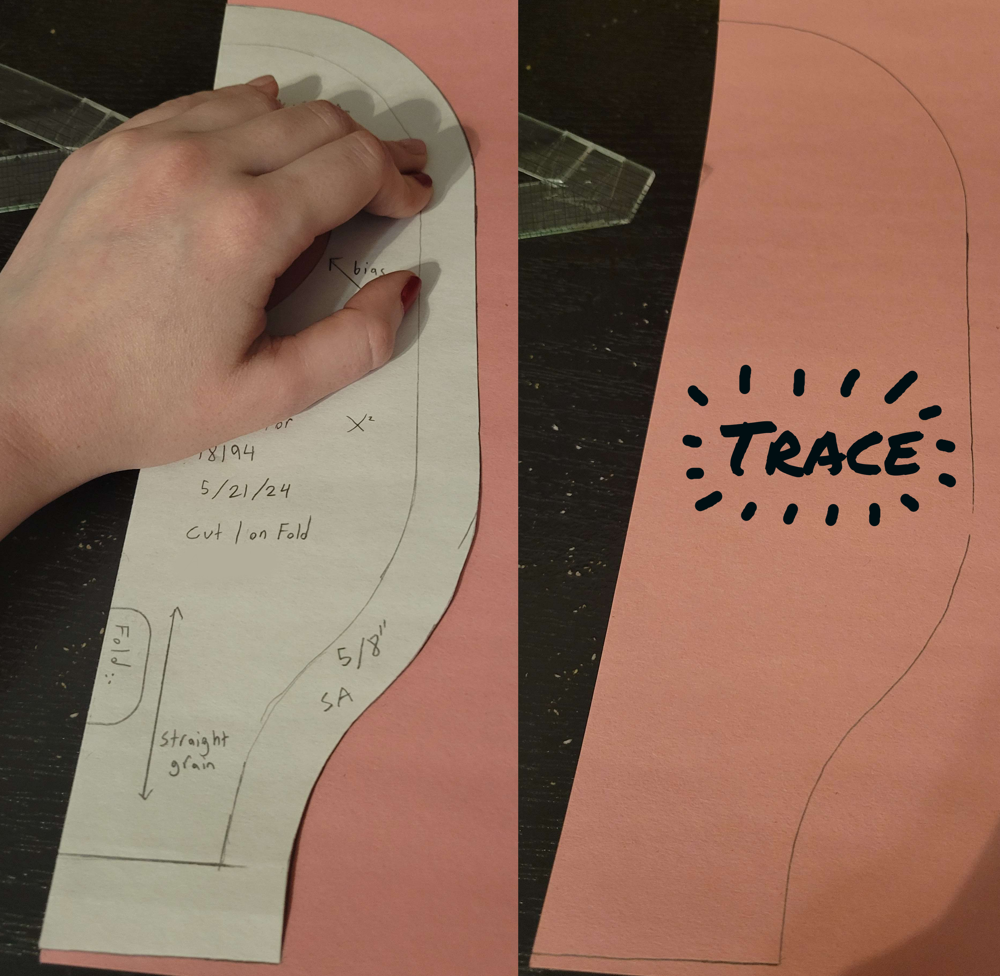 (image: Trace the initial pattern piece made at the beginning, but do not trace the circular opening. )